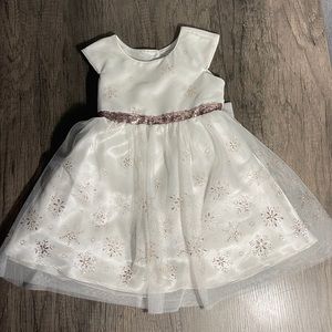 Holiday Dress- Rose gold snow flakes